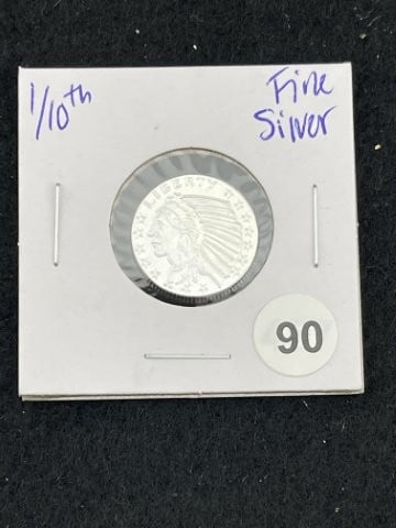 1/10th Fine Silver Coin: KEY WORDS: INDIAN ARTIFACT ARTIFACTS ARROWHEAD ARROWHEADS NATIVE AMERICAN MISSISSIPPIAN QUAPAW CADDO POTTERY COINS MORGAN DOLLAR PEACE DOLLAR SILVER COINS. All coins have been Sigma tested for