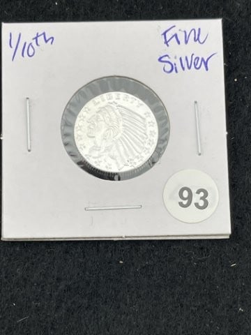 1/10th Fine Silver Coin: KEY WORDS: INDIAN ARTIFACT ARTIFACTS ARROWHEAD ARROWHEADS NATIVE AMERICAN MISSISSIPPIAN QUAPAW CADDO POTTERY COINS MORGAN DOLLAR PEACE DOLLAR SILVER COINS. All coins have been Sigma tested for