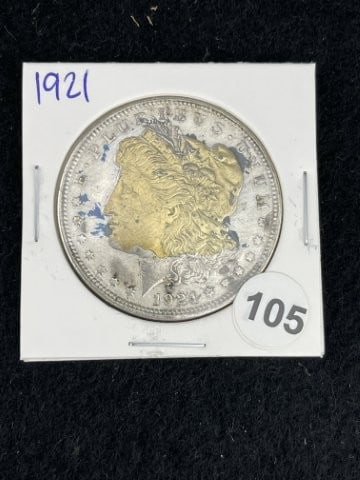 1921 Morgan Silver Dollar Coin: KEY WORDS: INDIAN ARTIFACT ARTIFACTS ARROWHEAD ARROWHEADS NATIVE AMERICAN MISSISSIPPIAN QUAPAW CADDO POTTERY COINS MORGAN DOLLAR PEACE DOLLAR SILVER COINS. All coins have been Sigma tested for