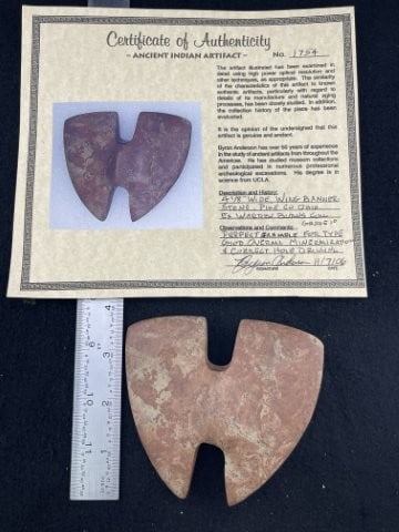 Winged Bannerstone with Byron Anderson COA from Pike County, Ohio ex - Warren Burns Collection (1 of 7)