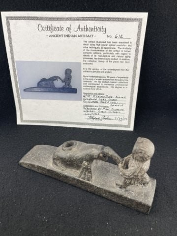 Eskimo Pipe with Byron Anderson COA from Alaska ex - Elmer Allen Collection Indian Artifact: Eskimo Pipe with Byron Anderson COA from Alaska ex - Elmer Allen Collection Indian Artifact Arrowhead
