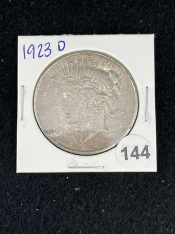 1923 D Peace Silver Dollar Coin: KEY WORDS: INDIAN ARTIFACT ARTIFACTS ARROWHEAD ARROWHEADS NATIVE AMERICAN MISSISSIPPIAN QUAPAW CADDO POTTERY COINS MORGAN DOLLAR PEACE DOLLAR SILVER COINS. All coins have been Sigma tested for