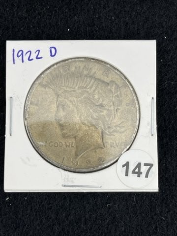 1922 D Peace Silver Dollar Coin: KEY WORDS: INDIAN ARTIFACT ARTIFACTS ARROWHEAD ARROWHEADS NATIVE AMERICAN MISSISSIPPIAN QUAPAW CADDO POTTERY COINS MORGAN DOLLAR PEACE DOLLAR SILVER COINS. All coins have been Sigma tested for