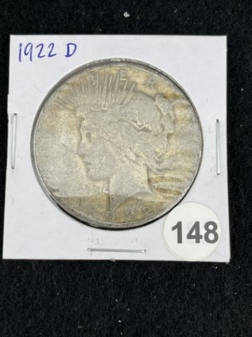 1922 D Peace Silver Dollar Coin: KEY WORDS: INDIAN ARTIFACT ARTIFACTS ARROWHEAD ARROWHEADS NATIVE AMERICAN MISSISSIPPIAN QUAPAW CADDO POTTERY COINS MORGAN DOLLAR PEACE DOLLAR SILVER COINS. All coins have been Sigma tested for