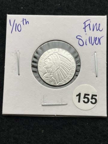 1/10th Fine Silver Coin: KEY WORDS: INDIAN ARTIFACT ARTIFACTS ARROWHEAD ARROWHEADS NATIVE AMERICAN MISSISSIPPIAN QUAPAW CADDO POTTERY COINS MORGAN DOLLAR PEACE DOLLAR SILVER COINS. All coins have been Sigma tested for authent