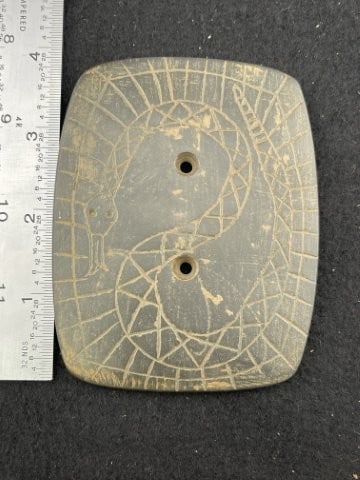 Snake Engraved Stone Gorget Indian Artifact Arrowhead: KEY WORDS: INDIAN ARTIFACT ARTIFACTS ARROWHEAD ARROWHEADS NATIVE AMERICAN MISSISSIPPIAN QUAPAW CADDO POTTERY COINS MORGAN DOLLAR PEACE DOLLAR SILVER COINS. All coins have been Sigma tested for authent