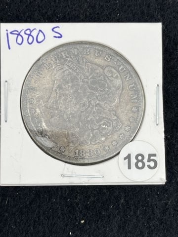1880 S Morgan Silver Dollar Coin: KEY WORDS: INDIAN ARTIFACT ARTIFACTS ARROWHEAD ARROWHEADS NATIVE AMERICAN MISSISSIPPIAN QUAPAW CADDO POTTERY COINS MORGAN DOLLAR PEACE DOLLAR SILVER COINS. All coins have been Sigma tested for