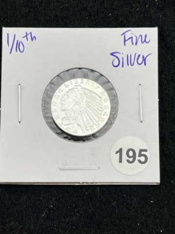 1/10th Fine Silver Coin: KEY WORDS: INDIAN ARTIFACT ARTIFACTS ARROWHEAD ARROWHEADS NATIVE AMERICAN MISSISSIPPIAN QUAPAW CADDO POTTERY COINS MORGAN DOLLAR PEACE DOLLAR SILVER COINS. All coins have been Sigma tested for