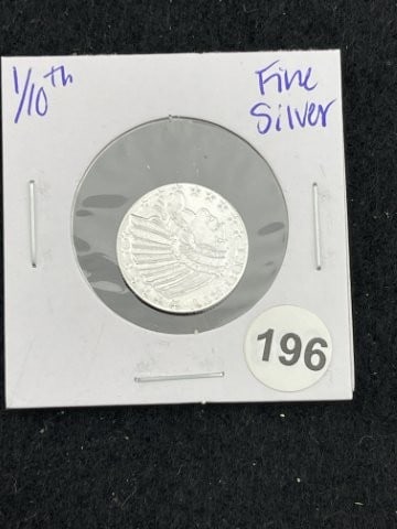 1/10th Fine Silver Coin: KEY WORDS: INDIAN ARTIFACT ARTIFACTS ARROWHEAD ARROWHEADS NATIVE AMERICAN MISSISSIPPIAN QUAPAW CADDO POTTERY COINS MORGAN DOLLAR PEACE DOLLAR SILVER COINS. All coins have been Sigma tested for