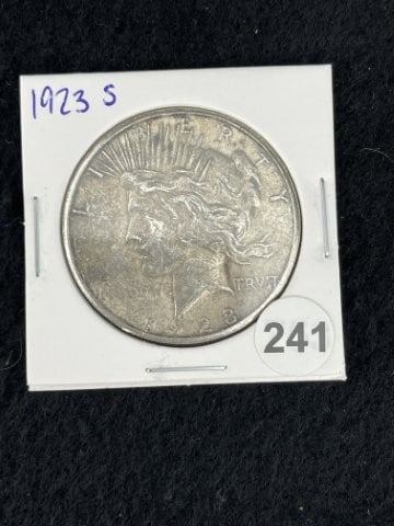 1923 S Peace Silver Dollar Coin: KEY WORDS: INDIAN ARTIFACT ARTIFACTS ARROWHEAD ARROWHEADS NATIVE AMERICAN MISSISSIPPIAN QUAPAW CADDO POTTERY COINS MORGAN DOLLAR PEACE DOLLAR SILVER COINS. All coins have been Sigma tested for