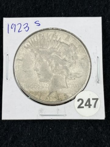1923 S Peace Silver Dollar Coin: KEY WORDS: INDIAN ARTIFACT ARTIFACTS ARROWHEAD ARROWHEADS NATIVE AMERICAN MISSISSIPPIAN QUAPAW CADDO POTTERY COINS MORGAN DOLLAR PEACE DOLLAR SILVER COINS. All coins have been Sigma tested for