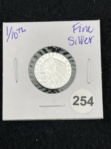 1/10th Fine Silver Coin: KEY WORDS: INDIAN ARTIFACT ARTIFACTS ARROWHEAD ARROWHEADS NATIVE AMERICAN MISSISSIPPIAN QUAPAW CADDO POTTERY COINS MORGAN DOLLAR PEACE DOLLAR SILVER COINS. All coins have been Sigma tested for