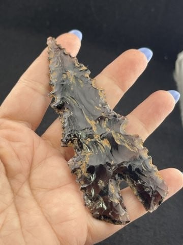 Obsidian Eccentric Indian Artifact Arrowhead - 4