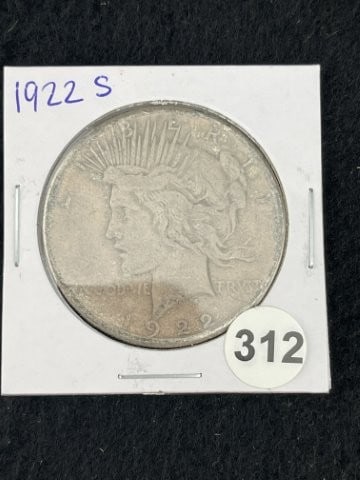 1922 S Peace Silver Dollar Coin: KEY WORDS: INDIAN ARTIFACT ARTIFACTS ARROWHEAD ARROWHEADS NATIVE AMERICAN MISSISSIPPIAN QUAPAW CADDO POTTERY COINS MORGAN DOLLAR PEACE DOLLAR SILVER COINS. All coins have been Sigma tested for