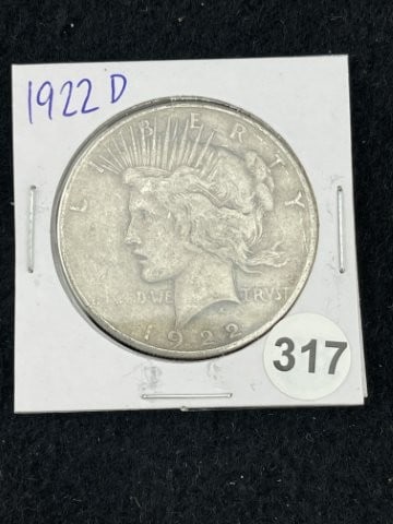 1922 D Peace Silver Dollar Coin: KEY WORDS: INDIAN ARTIFACT ARTIFACTS ARROWHEAD ARROWHEADS NATIVE AMERICAN MISSISSIPPIAN QUAPAW CADDO POTTERY COINS MORGAN DOLLAR PEACE DOLLAR SILVER COINS. All coins have been Sigma tested for authent