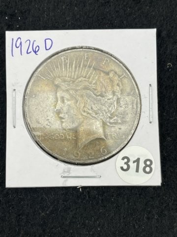 1926 D Peace Silver Dollar Coin: KEY WORDS: INDIAN ARTIFACT ARTIFACTS ARROWHEAD ARROWHEADS NATIVE AMERICAN MISSISSIPPIAN QUAPAW CADDO POTTERY COINS MORGAN DOLLAR PEACE DOLLAR SILVER COINS. All coins have been Sigma tested for