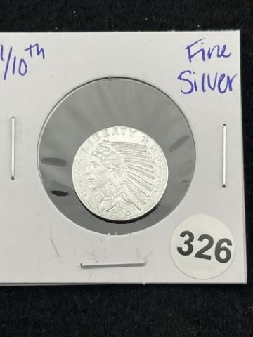 1/10th Fine Silver Coin: KEY WORDS: INDIAN ARTIFACT ARTIFACTS ARROWHEAD ARROWHEADS NATIVE AMERICAN MISSISSIPPIAN QUAPAW CADDO POTTERY COINS MORGAN DOLLAR PEACE DOLLAR SILVER COINS. All coins have been Sigma tested for