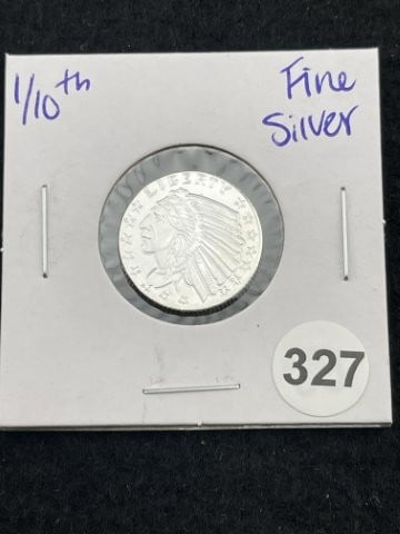 1/10th Fine Silver Coin: KEY WORDS: INDIAN ARTIFACT ARTIFACTS ARROWHEAD ARROWHEADS NATIVE AMERICAN MISSISSIPPIAN QUAPAW CADDO POTTERY COINS MORGAN DOLLAR PEACE DOLLAR SILVER COINS. All coins have been Sigma tested for