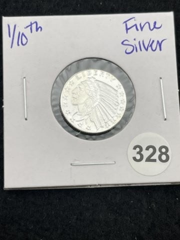 1/10th Fine Silver Coin: KEY WORDS: INDIAN ARTIFACT ARTIFACTS ARROWHEAD ARROWHEADS NATIVE AMERICAN MISSISSIPPIAN QUAPAW CADDO POTTERY COINS MORGAN DOLLAR PEACE DOLLAR SILVER COINS. All coins have been Sigma tested for authent