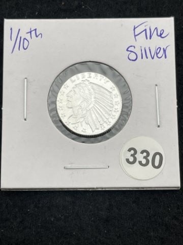 1/10th Fine Silver Coin: KEY WORDS: INDIAN ARTIFACT ARTIFACTS ARROWHEAD ARROWHEADS NATIVE AMERICAN MISSISSIPPIAN QUAPAW CADDO POTTERY COINS MORGAN DOLLAR PEACE DOLLAR SILVER COINS. All coins have been Sigma tested for authent