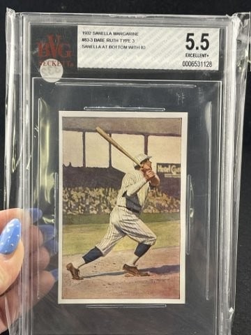 1932 Sanella Margarine Babe Ruth Type 3 5.5 Baseball Card (1 of 2)