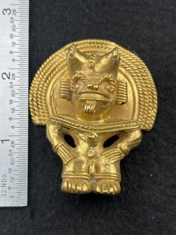 Tumbaga Tairona Gold Figurine UNKNOWN MATERIAL: KEY WORDS: INDIAN ARTIFACT ARTIFACTS ARROWHEAD ARROWHEADS NATIVE AMERICAN MISSISSIPPIAN QUAPAW CADDO POTTERY COINS MORGAN DOLLAR PEACE DOLLAR SILVER COINS. All coins have been Sigma tested for