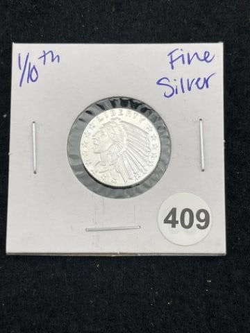 1/10th Fine Silver Coin: KEY WORDS: INDIAN ARTIFACT ARTIFACTS ARROWHEAD ARROWHEADS NATIVE AMERICAN MISSISSIPPIAN QUAPAW CADDO POTTERY COINS MORGAN DOLLAR PEACE DOLLAR SILVER COINS. All coins have been Sigma tested for authent