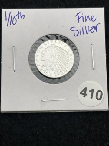 1/10th Fine Silver Coin: KEY WORDS: INDIAN ARTIFACT ARTIFACTS ARROWHEAD ARROWHEADS NATIVE AMERICAN MISSISSIPPIAN QUAPAW CADDO POTTERY COINS MORGAN DOLLAR PEACE DOLLAR SILVER COINS. All coins have been Sigma tested for authent
