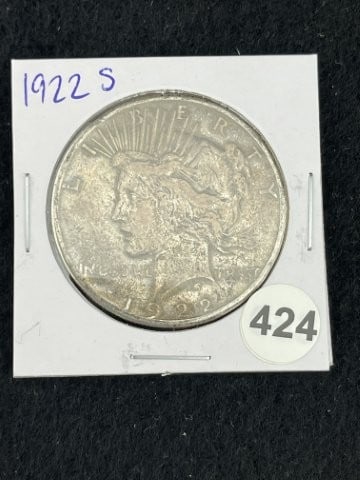 1922 S Peace Silver Dollar Coin: KEY WORDS: INDIAN ARTIFACT ARTIFACTS ARROWHEAD ARROWHEADS NATIVE AMERICAN MISSISSIPPIAN QUAPAW CADDO POTTERY COINS MORGAN DOLLAR PEACE DOLLAR SILVER COINS. All coins have been Sigma tested for authent