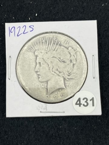 1922 S Peace Silver Dollar Coin: KEY WORDS: INDIAN ARTIFACT ARTIFACTS ARROWHEAD ARROWHEADS NATIVE AMERICAN MISSISSIPPIAN QUAPAW CADDO POTTERY COINS MORGAN DOLLAR PEACE DOLLAR SILVER COINS. All coins have been Sigma tested for