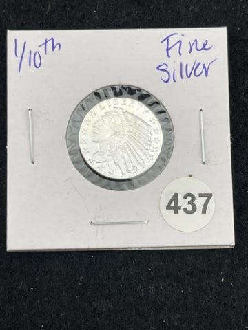 1/10th Fine Silver Coin: KEY WORDS: INDIAN ARTIFACT ARTIFACTS ARROWHEAD ARROWHEADS NATIVE AMERICAN MISSISSIPPIAN QUAPAW CADDO POTTERY COINS MORGAN DOLLAR PEACE DOLLAR SILVER COINS. All coins have been Sigma tested for