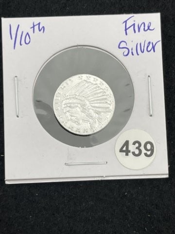 1/10th Fine Silver Coin: KEY WORDS: INDIAN ARTIFACT ARTIFACTS ARROWHEAD ARROWHEADS NATIVE AMERICAN MISSISSIPPIAN QUAPAW CADDO POTTERY COINS MORGAN DOLLAR PEACE DOLLAR SILVER COINS. All coins have been Sigma tested for