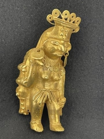 Tumbaga Tairona Gold Figurine UNKNOWN MATERIAL: KEY WORDS: INDIAN ARTIFACT ARTIFACTS ARROWHEAD ARROWHEADS NATIVE AMERICAN MISSISSIPPIAN QUAPAW CADDO POTTERY COINS MORGAN DOLLAR PEACE DOLLAR SILVER COINS. All coins have been Sigma tested for