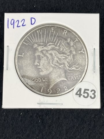 1922 D Peace Silver Dollar Coin: KEY WORDS: INDIAN ARTIFACT ARTIFACTS ARROWHEAD ARROWHEADS NATIVE AMERICAN MISSISSIPPIAN QUAPAW CADDO POTTERY COINS MORGAN DOLLAR PEACE DOLLAR SILVER COINS. All coins have been Sigma tested for authent