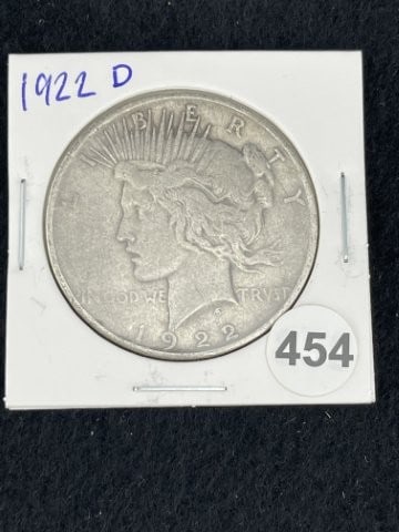 1922 D Peace Silver Dollar Coin: KEY WORDS: INDIAN ARTIFACT ARTIFACTS ARROWHEAD ARROWHEADS NATIVE AMERICAN MISSISSIPPIAN QUAPAW CADDO POTTERY COINS MORGAN DOLLAR PEACE DOLLAR SILVER COINS. All coins have been Sigma tested for authent