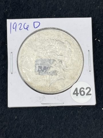 1926 D Peace Silver Dollar Coin: KEY WORDS: INDIAN ARTIFACT ARTIFACTS ARROWHEAD ARROWHEADS NATIVE AMERICAN MISSISSIPPIAN QUAPAW CADDO POTTERY COINS MORGAN DOLLAR PEACE DOLLAR SILVER COINS. All coins have been Sigma tested for