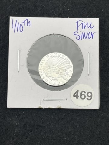 1/10th Fine Silver Coin: KEY WORDS: INDIAN ARTIFACT ARTIFACTS ARROWHEAD ARROWHEADS NATIVE AMERICAN MISSISSIPPIAN QUAPAW CADDO POTTERY COINS MORGAN DOLLAR PEACE DOLLAR SILVER COINS. All coins have been Sigma tested for authent