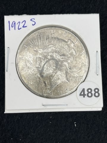 1922 S Peace Silver Dollar Coin: KEY WORDS: INDIAN ARTIFACT ARTIFACTS ARROWHEAD ARROWHEADS NATIVE AMERICAN MISSISSIPPIAN QUAPAW CADDO POTTERY COINS MORGAN DOLLAR PEACE DOLLAR SILVER COINS. All coins have been Sigma tested for authent