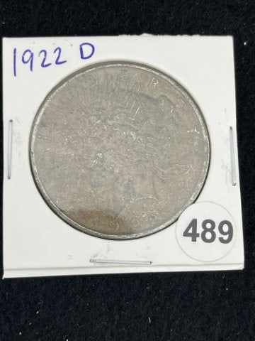 1922 D Peace Silver Dollar Coin: KEY WORDS: INDIAN ARTIFACT ARTIFACTS ARROWHEAD ARROWHEADS NATIVE AMERICAN MISSISSIPPIAN QUAPAW CADDO POTTERY COINS MORGAN DOLLAR PEACE DOLLAR SILVER COINS. All coins have been Sigma tested for authent