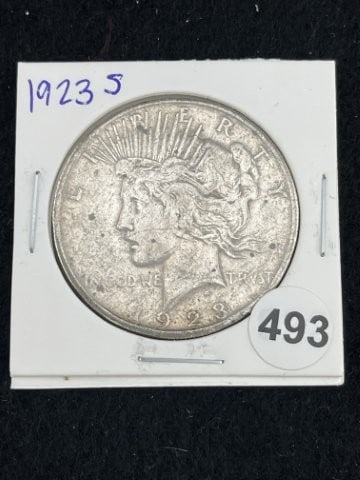1923 S Peace Silver Dollar Coin: KEY WORDS: INDIAN ARTIFACT ARTIFACTS ARROWHEAD ARROWHEADS NATIVE AMERICAN MISSISSIPPIAN QUAPAW CADDO POTTERY COINS MORGAN DOLLAR PEACE DOLLAR SILVER COINS. All coins have been Sigma tested for