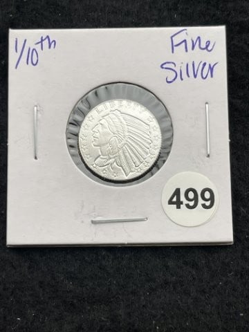 1/10th Fine Silver Coin: KEY WORDS: INDIAN ARTIFACT ARTIFACTS ARROWHEAD ARROWHEADS NATIVE AMERICAN MISSISSIPPIAN QUAPAW CADDO POTTERY COINS MORGAN DOLLAR PEACE DOLLAR SILVER COINS. All coins have been Sigma tested for