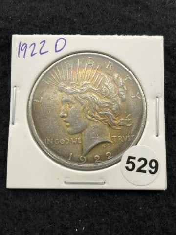1922 D Peace Silver Dollar Coin: KEY WORDS: INDIAN ARTIFACT ARTIFACTS ARROWHEAD ARROWHEADS NATIVE AMERICAN MISSISSIPPIAN QUAPAW CADDO POTTERY COINS MORGAN DOLLAR PEACE DOLLAR SILVER COINS. All coins have been Sigma tested for