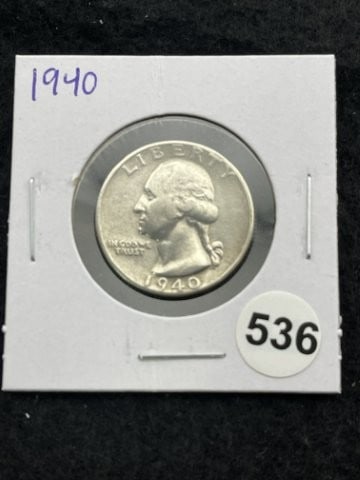 1940 Washington Quarter Silver Coin: KEY WORDS: INDIAN ARTIFACT ARTIFACTS ARROWHEAD ARROWHEADS NATIVE AMERICAN MISSISSIPPIAN QUAPAW CADDO POTTERY COINS MORGAN DOLLAR PEACE DOLLAR SILVER COINS. All coins have been Sigma tested for