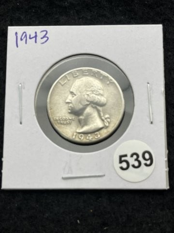1943 Washington Quarter Silver Coin: KEY WORDS: INDIAN ARTIFACT ARTIFACTS ARROWHEAD ARROWHEADS NATIVE AMERICAN MISSISSIPPIAN QUAPAW CADDO POTTERY COINS MORGAN DOLLAR PEACE DOLLAR SILVER COINS. All coins have been Sigma tested for