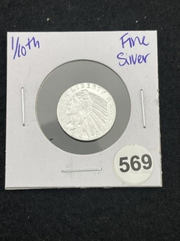1/10th Fine Silver Coin: KEY WORDS: INDIAN ARTIFACT ARTIFACTS ARROWHEAD ARROWHEADS NATIVE AMERICAN MISSISSIPPIAN QUAPAW CADDO POTTERY COINS MORGAN DOLLAR PEACE DOLLAR SILVER COINS. All coins have been Sigma tested for authent