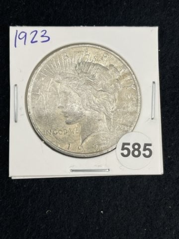 1923 Peace Silver Dollar Coin: KEY WORDS: INDIAN ARTIFACT ARTIFACTS ARROWHEAD ARROWHEADS NATIVE AMERICAN MISSISSIPPIAN QUAPAW CADDO POTTERY COINS MORGAN DOLLAR PEACE DOLLAR SILVER COINS. All coins have been Sigma tested for