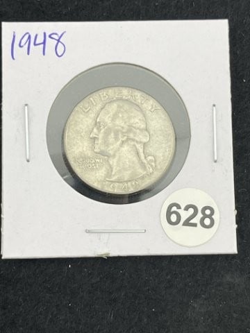 1948 Washington Quarter Silver Coin: KEY WORDS: INDIAN ARTIFACT ARTIFACTS ARROWHEAD ARROWHEADS NATIVE AMERICAN MISSISSIPPIAN QUAPAW CADDO POTTERY COINS MORGAN DOLLAR PEACE DOLLAR SILVER COINS. All coins have been Sigma tested for authent
