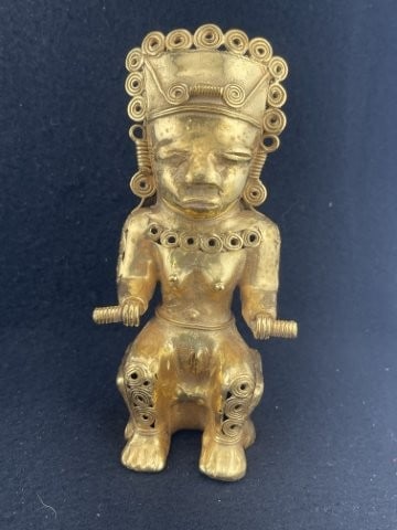 Tumbaga Tairona Gold Figurine UNKNOWN MATERIAL: KEY WORDS: INDIAN ARTIFACT ARTIFACTS ARROWHEAD ARROWHEADS NATIVE AMERICAN MISSISSIPPIAN QUAPAW CADDO POTTERY COINS MORGAN DOLLAR PEACE DOLLAR SILVER COINS. All coins have been Sigma tested for