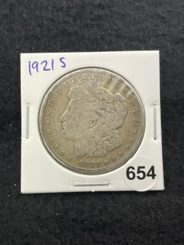 1921 S Morgan Silver Dollar Coin: KEY WORDS: INDIAN ARTIFACT ARTIFACTS ARROWHEAD ARROWHEADS NATIVE AMERICAN MISSISSIPPIAN QUAPAW CADDO POTTERY COINS MORGAN DOLLAR PEACE DOLLAR SILVER COINS. All coins have been Sigma tested for