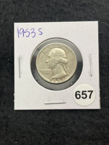 1953 S Washington Quarter Silver Coin: KEY WORDS: INDIAN ARTIFACT ARTIFACTS ARROWHEAD ARROWHEADS NATIVE AMERICAN MISSISSIPPIAN QUAPAW CADDO POTTERY COINS MORGAN DOLLAR PEACE DOLLAR SILVER COINS. All coins have been Sigma tested for